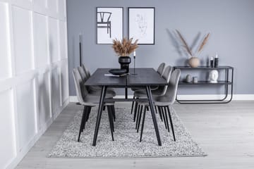 Sleek Spisebord 195 cm Uttrekkbart med 6 Polar Kjøkkenstoler - Møbler - Bord - Spisegruppe