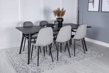 Sleek Spisebord 195 cm Uttrekkbart med 6 Polar Kjøkkenstoler - Møbler - Bord - Spisegruppe