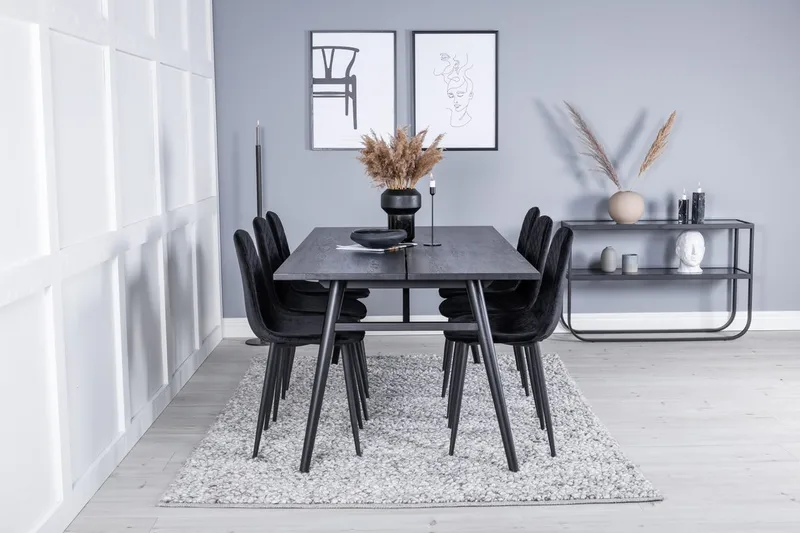 Sleek uttrekkbart spisebord 195 cm med 6 Polar spisestoler - Møbler - Bord - Spisegruppe