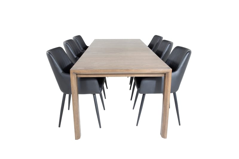 Slider Matgruppe Forlengningsbar 170 cm Rektangulær med 6 Comfort stoler, Sort