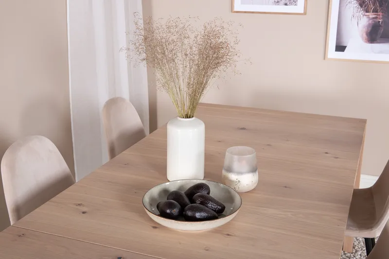 Slider Matgruppe Forlengningsbar 170 cm Rektangulær med 6 Polar stoler - Beige - Møbler - Bord - Spisegruppe
