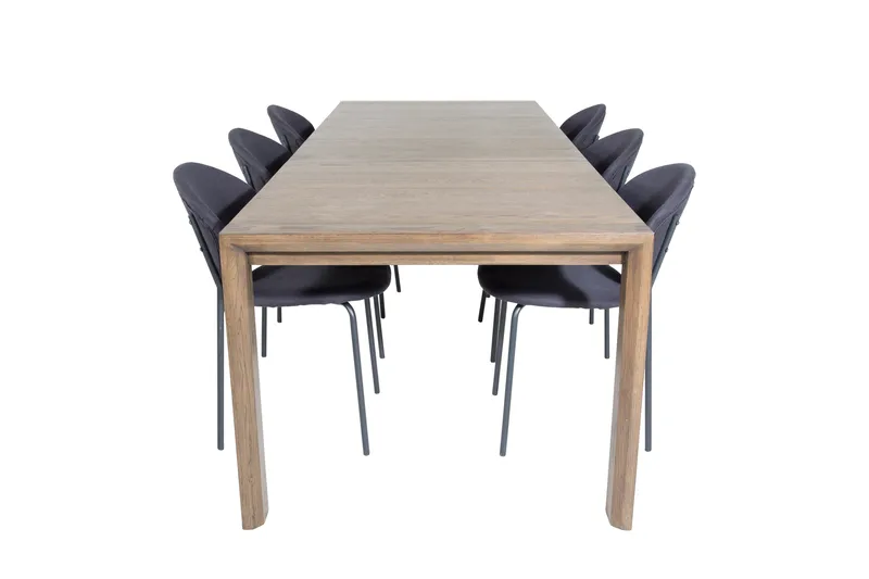 Slider Spisegruppe Forlengningsbar 170 cm Rektangulær med 6 Vault Stoler, Sort