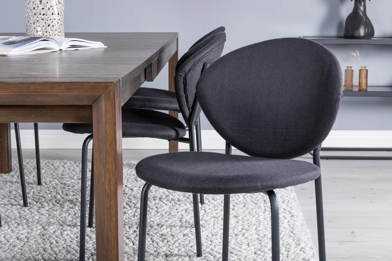 Slider Spisegruppe Forlengningsbar 170 cm Rektangulær med 6 Vault Stoler - Sort - Møbler - Bord - Spisegruppe