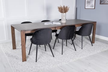 Slider Spisegruppe Forlengningsbar 170 cm Rektangulær med 6 Velvet Stoler - Sort - Møbler - Bord - Spisegruppe