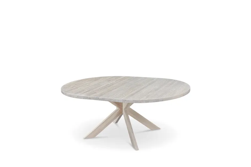 Slite Uttrekkbart Spisebord 140-180 cm Rundt i heltre, Lys grå/Natur