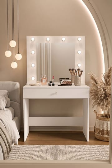 Sminkebord Hanah Home Monaire (80 x 147 x 42,5 cm) Hvit - Hvit - Møbler - Bord - Sminkebord & toalettbord