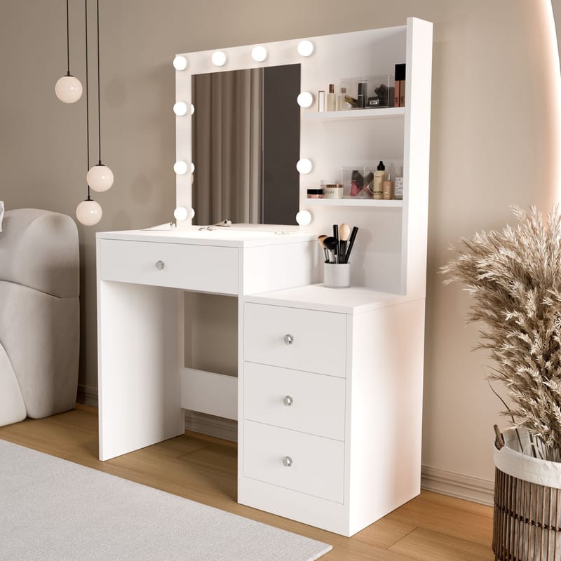 Sminkebord Hanah Home Monelle (69,4 x 135 x 40 cm) Hvit - Hvit - Møbler - Bord - Sminkebord & toalettbord