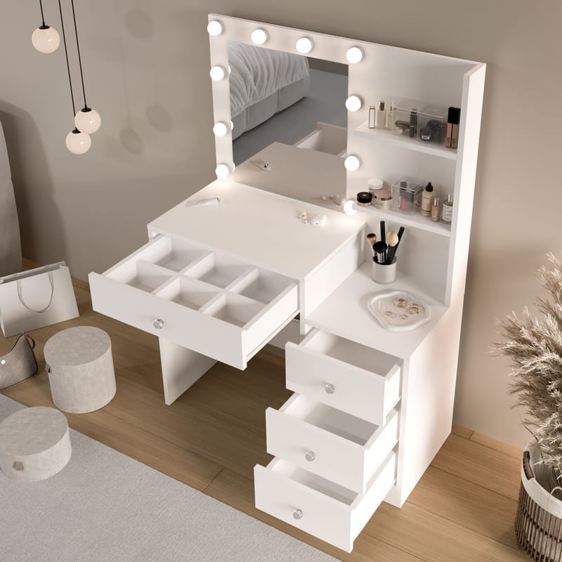 Sminkebord Hanah Home Monelle (69,4 x 135 x 40 cm) Hvit - Hvit - Møbler - Bord - Sminkebord & toalettbord