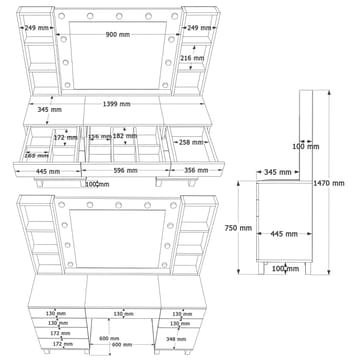 Sminkebord Hanah Home Monra (139,9 x 147 x 139,9 cm) Hvit - Hvit - Møbler - Bord - Sminkebord & toalettbord