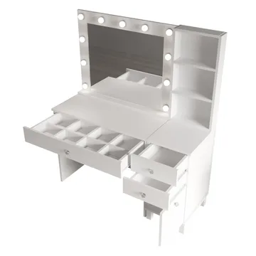 Sminkebord Hanah Home Monroe (125,4 x 147 x 44,5 cm) Hvit - Hvit - Møbler - Bord - Sminkebord & toalettbord
