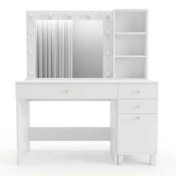 Sminkebord Hanah Home Monroe (125,4 x 147 x 44,5 cm) Hvit - Hvit - Møbler - Bord - Sminkebord & toalettbord