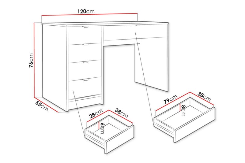 Sminkebord Kintore 120x55 cm - Hvid - Sminkebord & toalettbord