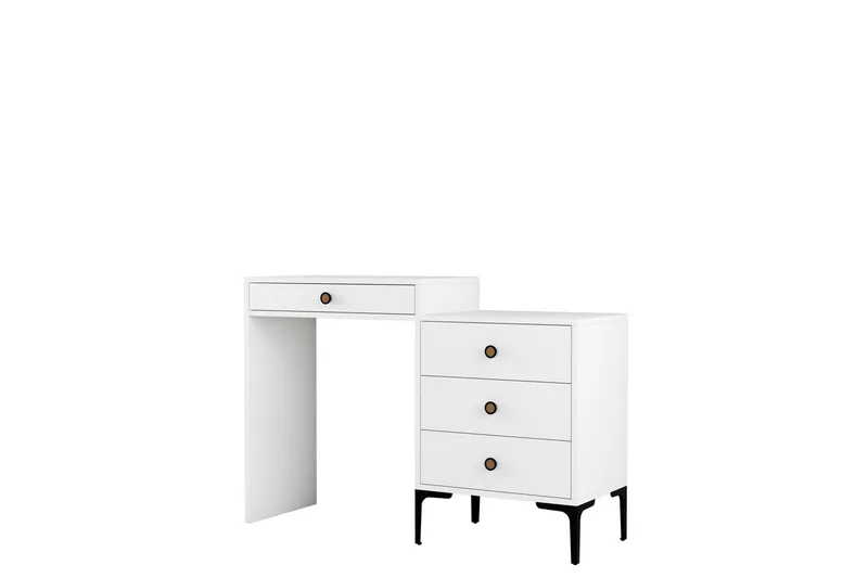 Ameias Sminkebord 124x84,7 cm Hvit, Hanah Home