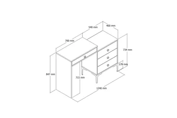 Ameias Sminkebord 124x84,7 cm Hvit - Hanah Home - Møbler - Bord - Sminkebord & toalettbord