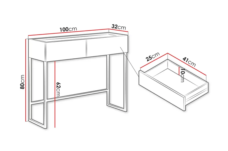 Amelus Sminkebord 100 cm - Brun - Møbler - Bord - Sminkebord & toalettbord