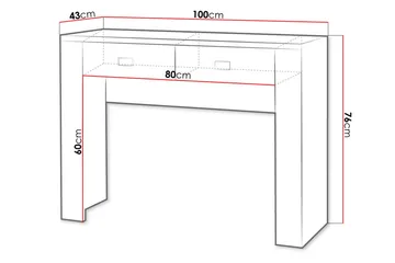 Cezar Sminkebord 100 cm med Oppbevaring i Tre med Eikeutseende - Eik - Møbler - Bord - Sminkebord & toalettbord
