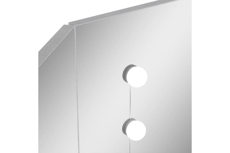 Hjørnemontert sminkebord med LED betonggrå 111x54x141,5 cm - Sminkebord & toalettbord - Sminkebord med lamper
