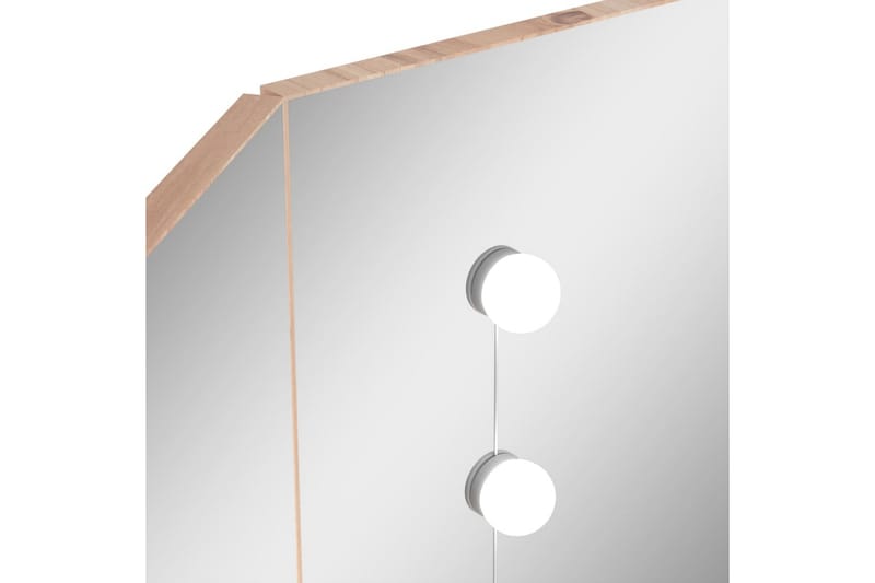 Hjørnemontert sminkebord med LED eik 111x54x141,5 cm - Sminkebord & toalettbord - Sminkebord med lamper