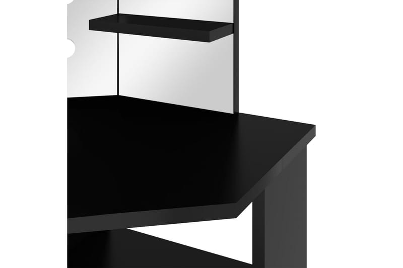 Hjørnemontert sminkebord med LED svart 111x54x141,5 cm - Svart - Sminkebord & toalettbord