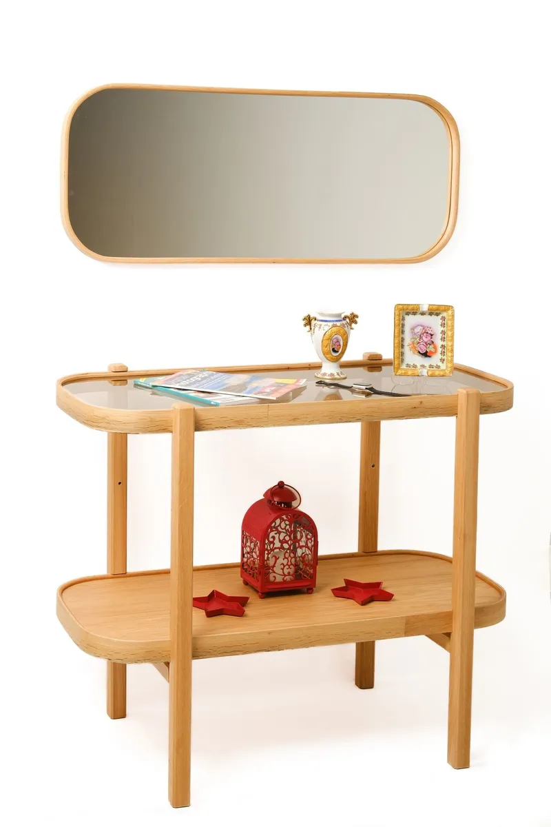 Kommode- og speilsett (2 deler) Wallxpert Alaska-sett (103 x 85 x 42 cm) Eik transparent, Eik transparent