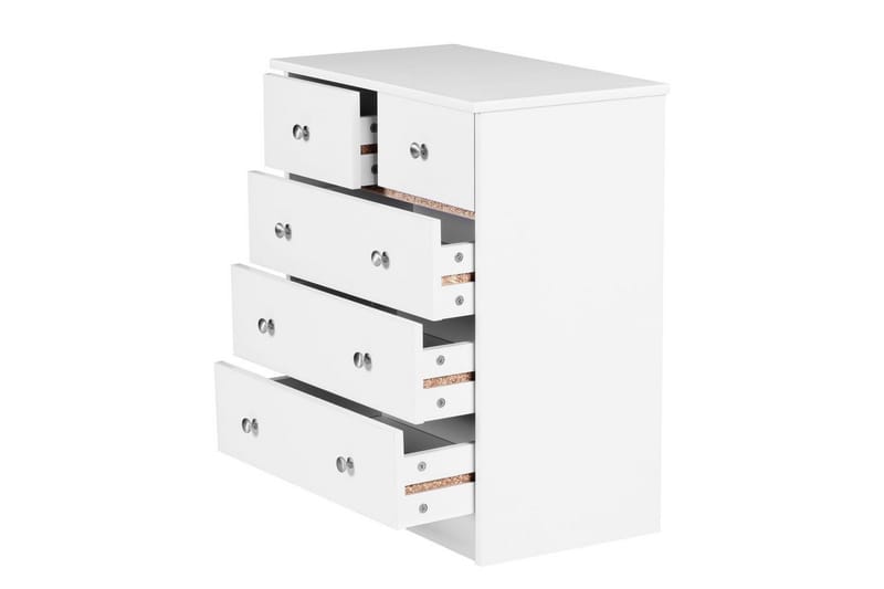 Kommode Wohnling med 5 skuffer klassisk moderne stil Hvit - Hvit - Møbler - Bord - Sminkebord & toalettbord