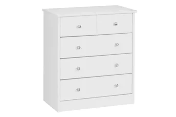 Kommode Wohnling med 5 skuffer klassisk moderne stil Hvit - Hvit - Møbler - Bord - Sminkebord & toalettbord