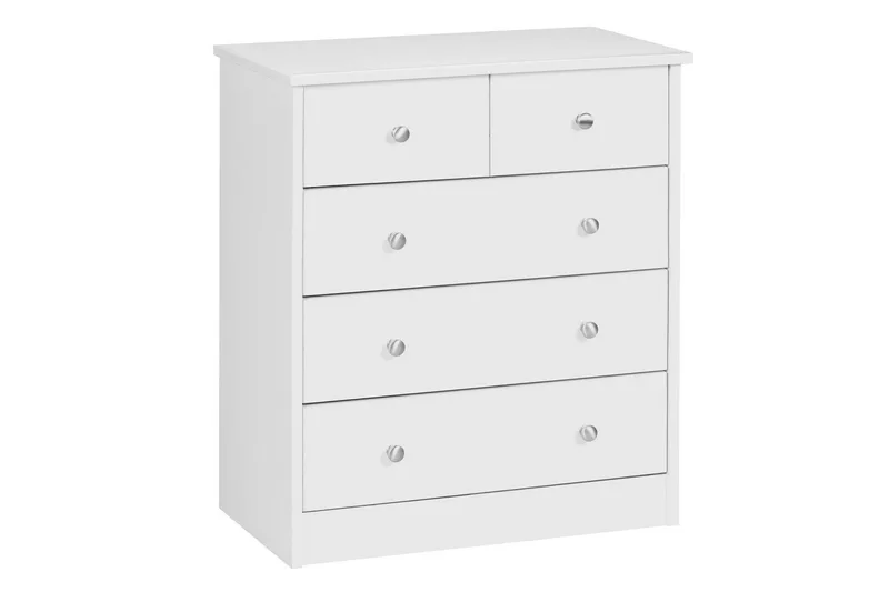 Kommode Wohnling med 5 skuffer klassisk moderne stil Hvit, Hvit