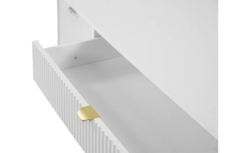 Novaj Sminkebord med oppbevaring 55 cm dyp 120 cm bred - Hvit / Messing Håndtak - Møbler - Bord - Sminkebord & toalettbord