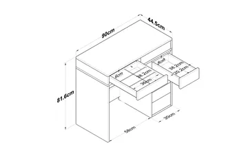 Ramender Sminkebord 90 cm - Hvit - Møbler - Bord - Sminkebord & toalettbord