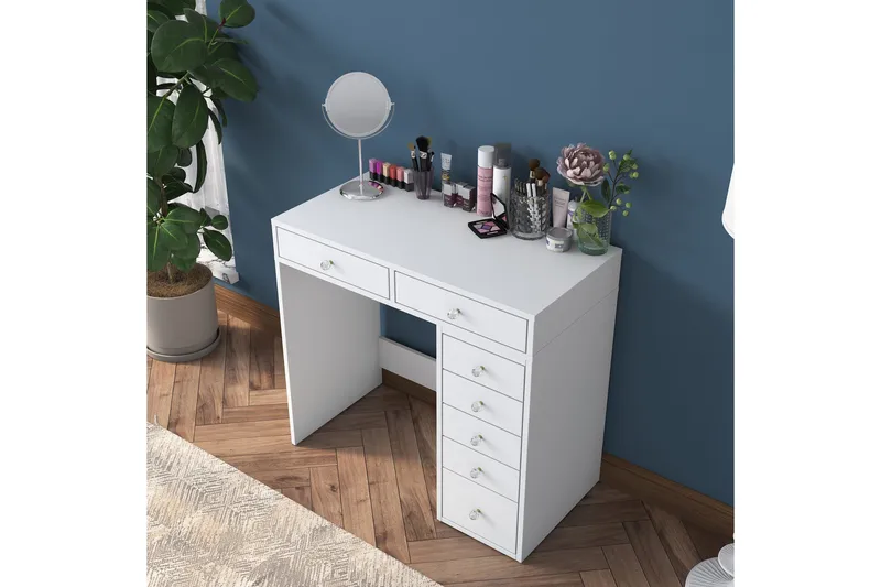 Ramender Sminkebord 90 cm, Hvit