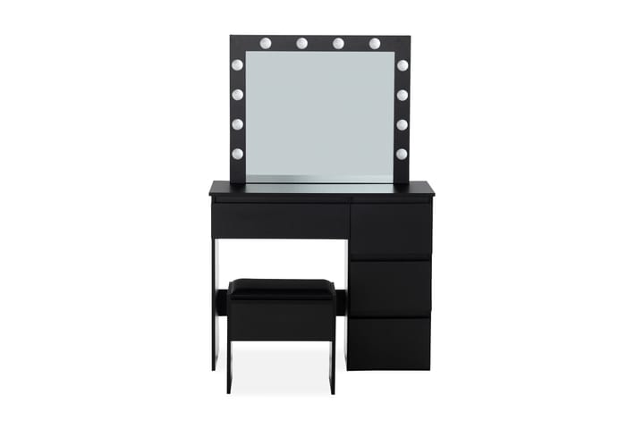 Sminkbord Lycke 140 cm med LED Belysning - Svart - Sminkebord med speil - Sminkebord med lamper - Sminkebord & toalettbord