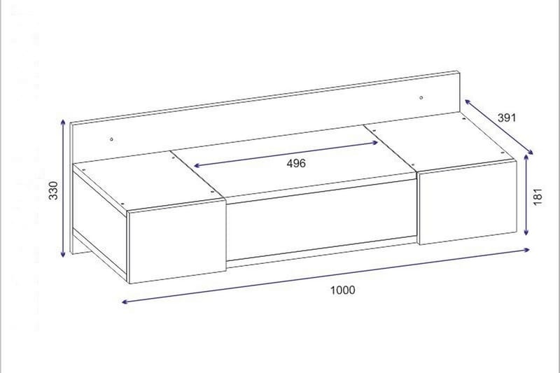 Sminkbord Zakkum 100 cm - Blå/Natur - Sminkebord & toalettbord
