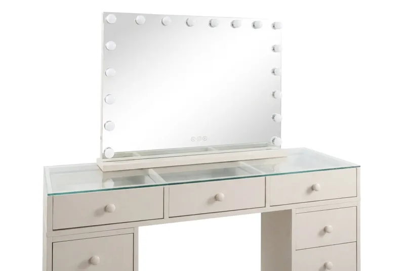 Sminkebord Basic Home Glow 120 cm med Glow sminkespeil 80 cm Beige - Møbler - Bord - Sminkebord & toalettbord - Sminkebord med speil
