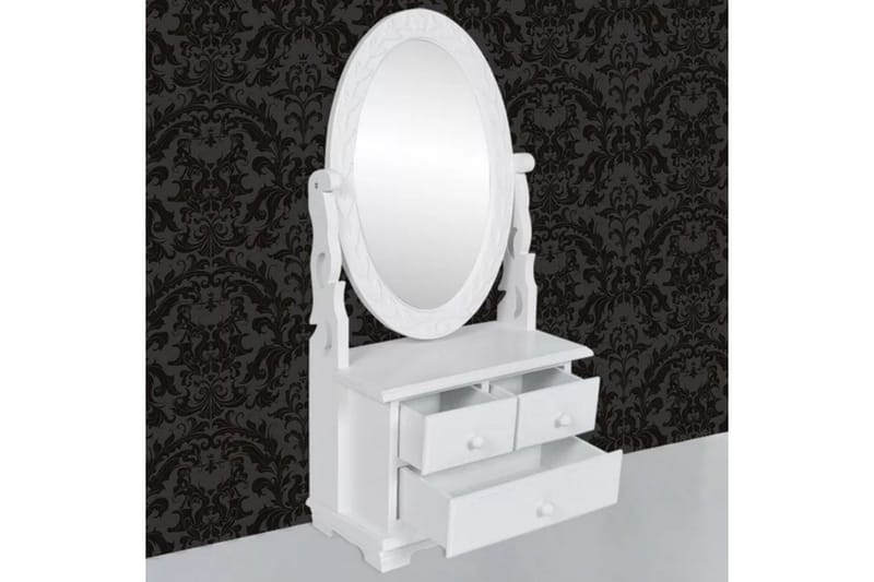 Sminkebord med ovalt svingspeil MDF - Hvit - Sminkebord & toalettbord
