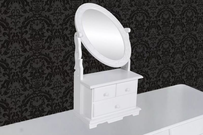 Sminkebord med ovalt svingspeil MDF - Hvit - Sminkebord & toalettbord
