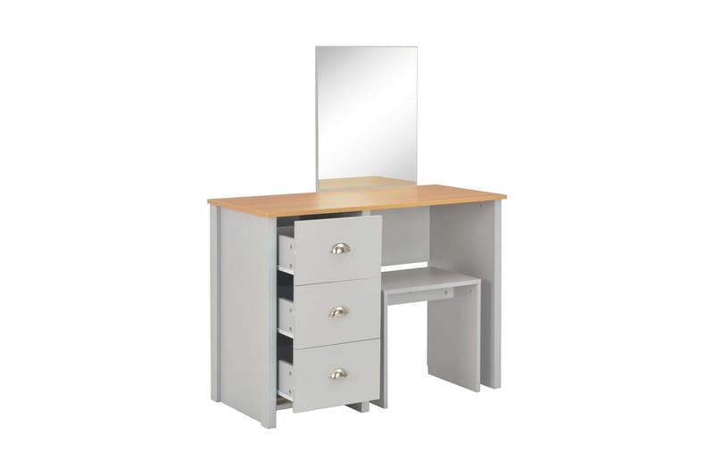 Sminkebord med speil og krakk grå 104x45x131 cm - Grå - Sminkebord & toalettbord