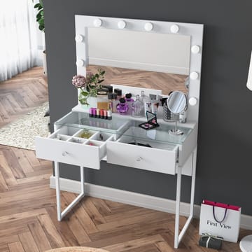 Sminkebord Wallxpert Eska BJ158 (90 x 141,8 x 40 cm) Hvit - Hvit - Møbler - Bord - Sminkebord & toalettbord