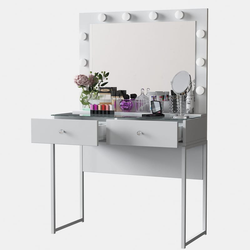 Sminkebord Wallxpert Eska BJ158 (90 x 141,8 x 40 cm) Hvit - Hvit - Møbler - Bord - Sminkebord & toalettbord