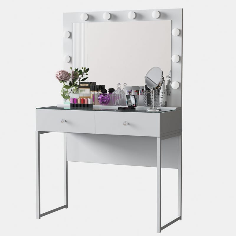 Sminkebord Wallxpert Eska BJ158 (90 x 141,8 x 40 cm) Hvit - Hvit - Møbler - Bord - Sminkebord & toalettbord