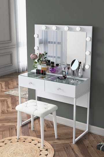Sminkebord Wallxpert Eska BJ164 (90 x 141,8 x 40 cm) Hvit - Hvit - Møbler - Bord - Sminkebord & toalettbord