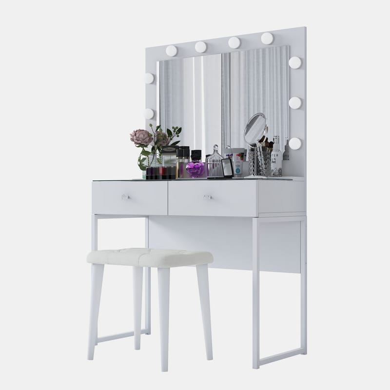 Sminkebord Wallxpert Eska BJ164 (90 x 141,8 x 40 cm) Hvit - Hvit - Møbler - Bord - Sminkebord & toalettbord