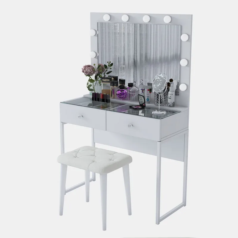 Sminkebord Wallxpert Eska BJ164 (90 x 141,8 x 40 cm) Hvit, Hvit