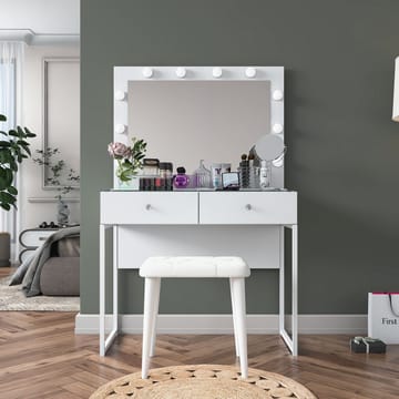 Sminkebord Wallxpert Eska BJ164 (90 x 141,8 x 40 cm) Hvit - Hvit - Møbler - Bord - Sminkebord & toalettbord