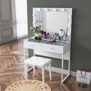 Sminkebord Wallxpert Eska BJ164 (90 x 141,8 x 40 cm) Hvit - Hvit - Møbler - Bord - Sminkebord & toalettbord