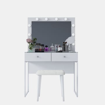 Sminkebord Wallxpert Eska BJ164 (90 x 141,8 x 40 cm) Hvit - Hvit - Møbler - Bord - Sminkebord & toalettbord