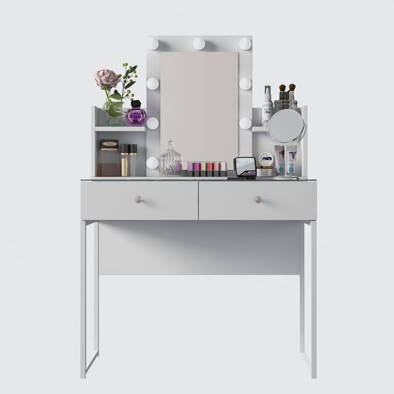 Sminkebord Wallxpert Fenn (90 x 136,8 x 40 cm) hvit - Hvit - Møbler - Bord - Sminkebord & toalettbord