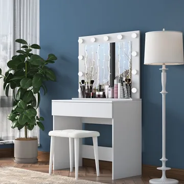 Sminkebord Wallxpert Gala Shelf (90 x 76,8 x 45 cm) Hvit - Hvit - Møbler - Bord - Sminkebord & toalettbord