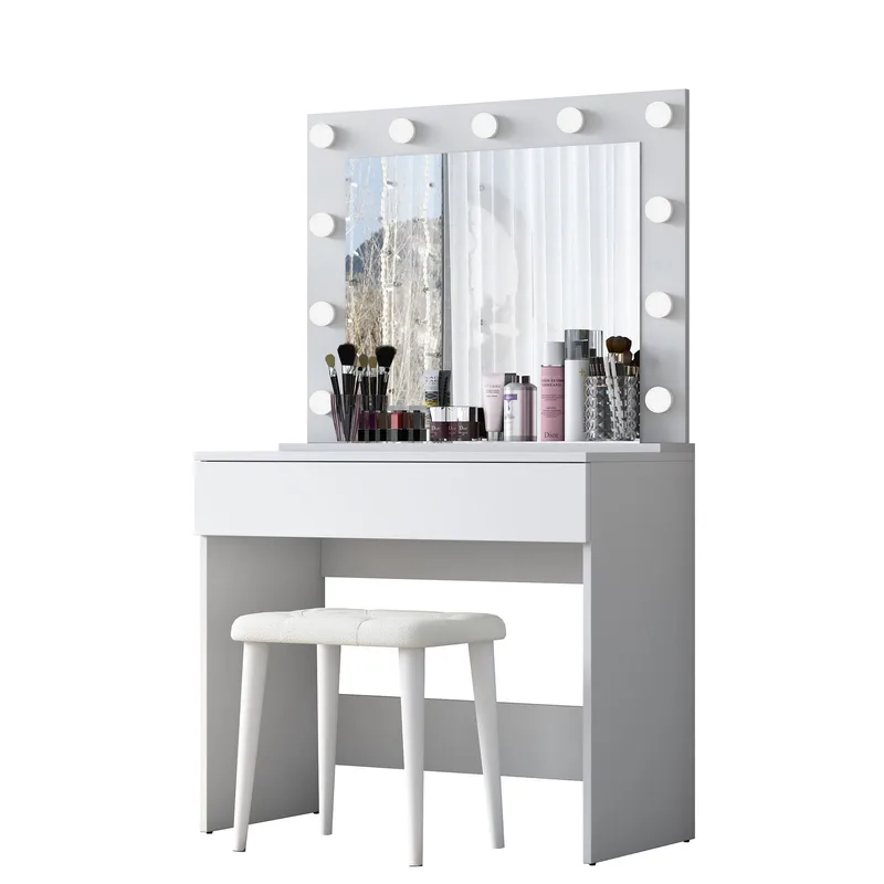 Sminkebord Wallxpert Gala Shelf (90 x 76,8 x 45 cm) Hvit - Hvit - Møbler - Bord - Sminkebord & toalettbord