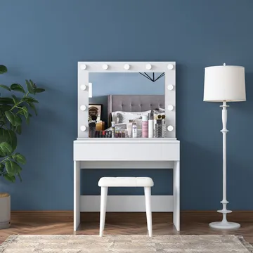 Sminkebord Wallxpert Gala Shelf (90 x 76,8 x 45 cm) Hvit - Hvit - Møbler - Bord - Sminkebord & toalettbord