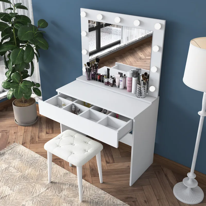 Sminkebord Wallxpert Gala Shelf (90 x 76,8 x 45 cm) Hvit - Hvit - Møbler - Bord - Sminkebord & toalettbord